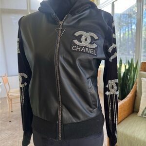 CC Black Bomber Jacket with Silver Details